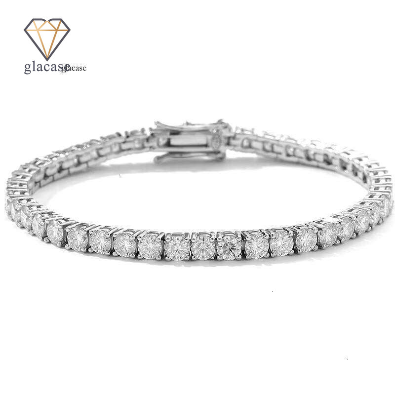 S Pure Sier Simple Elegant Tennis Quartz Bracelet 20 Points Single Row Full Fashion Jewelry