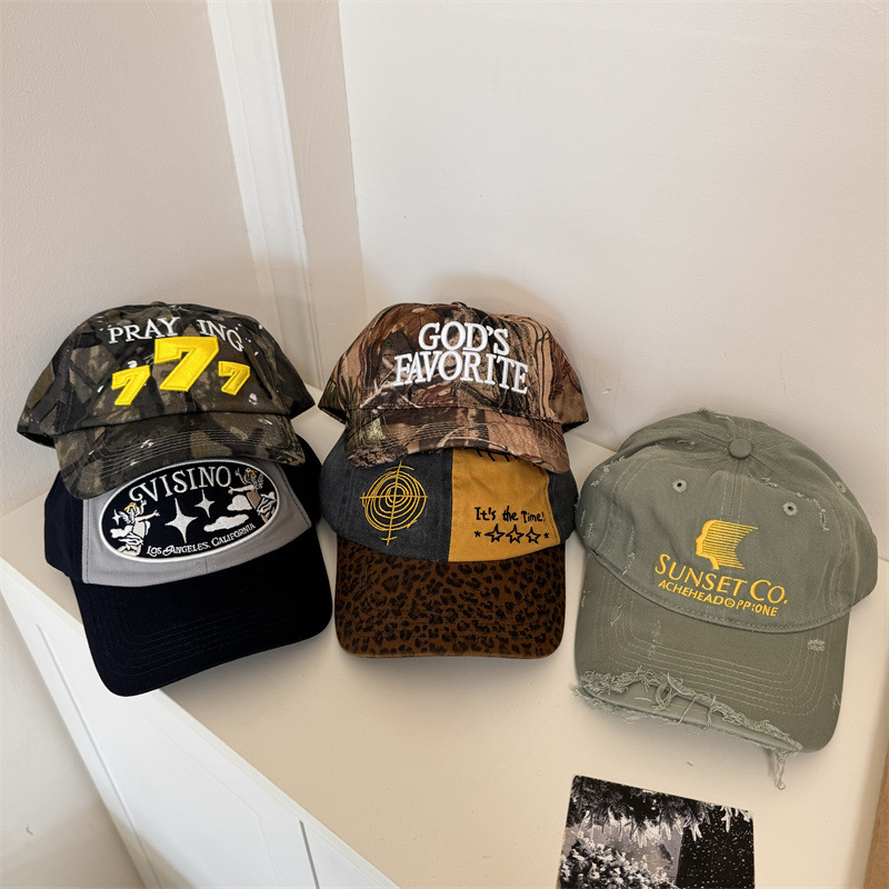 Niche Street Fashion Brand HeavyDuty Vintage Distressed Large Head Baseball Women Sunshade Versatile Duckbill Cap for Men Face Slimming