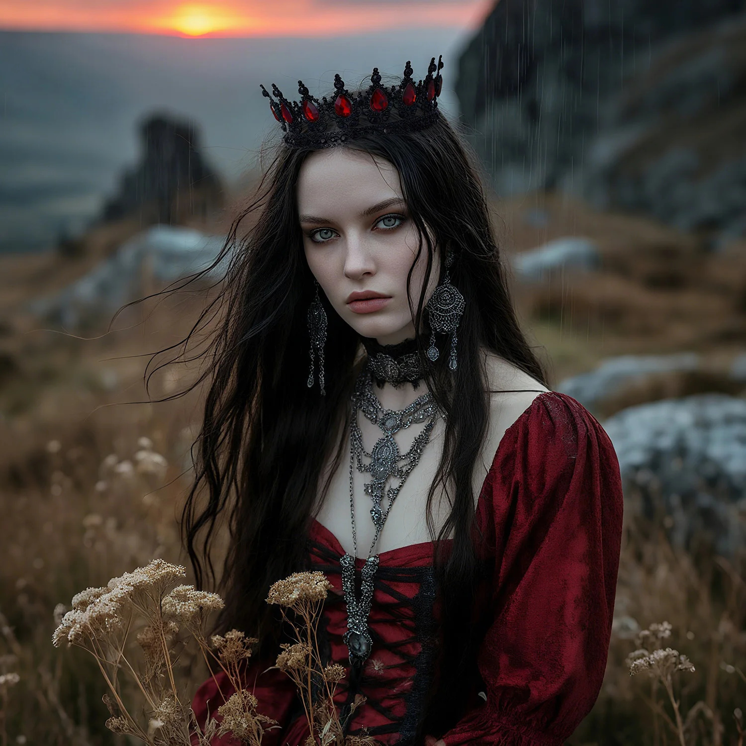 Baroque Vintage Black Crystal Rhinestone Round Tiaras And Crowns For Halloween Party Cosplay vampires Witch Hair Accessories 261017