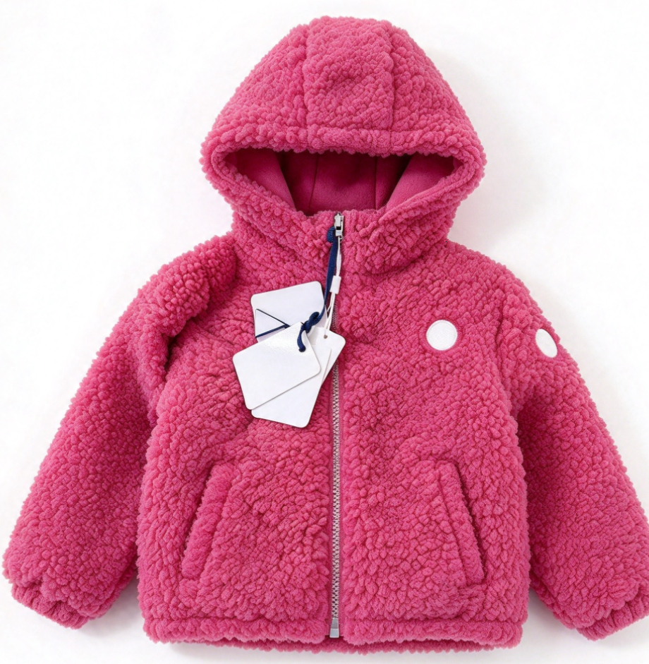 Soft Lamb Hair Kids Winter Down Coat Premium Designer Hooded Thick Warm High Quality Outwear Jacket Unisex for New Baby Toddler Boys Girls
