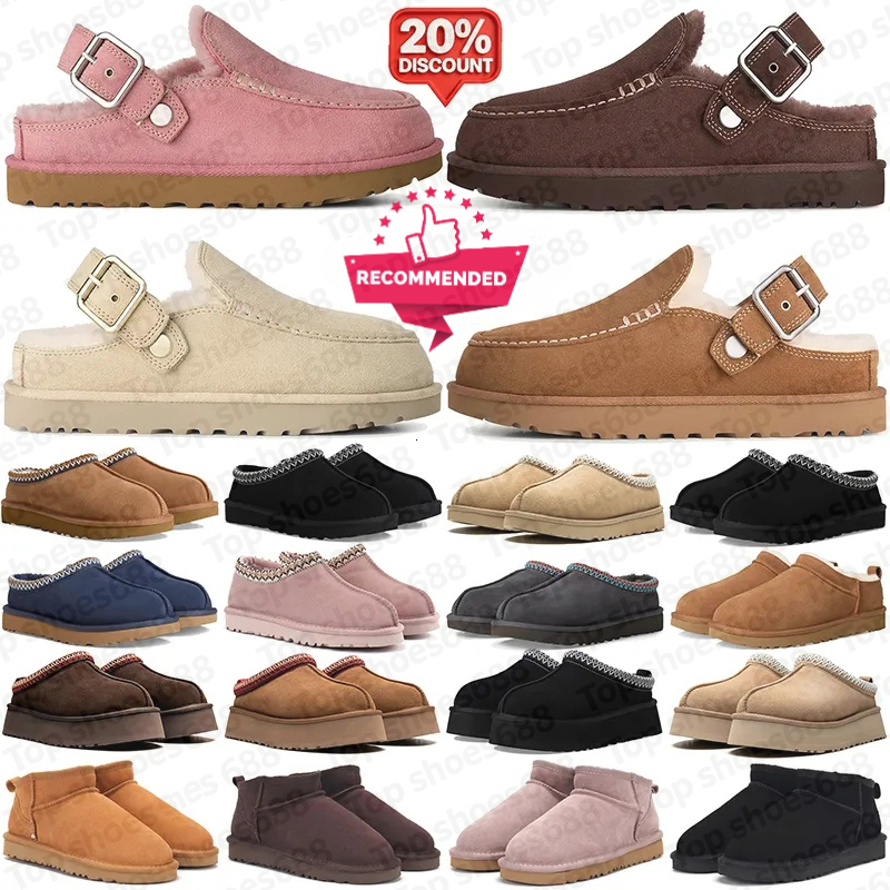 with box designer Goldenstar Evelina Clog women men tasman tazz slippers winter fur slides australia classic snow Boots Cozy Sheepskin Platform Shoe