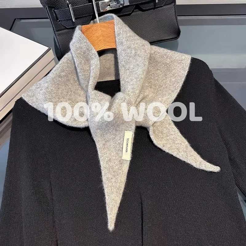 Knitted Scarf Women % Wool Winter Warm Scarves Bright Solid Color Design Thickened Shawl Soft Triangle Pashmina Neck 2025 NEW S261017MXT0