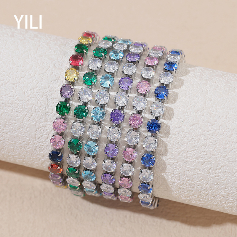 Cross-Border Fashion, Hot-Selling, Lightweight Luxury, Full-Diamond Women's Stainss Steel Cubic Zirconia Bracet, Party Gift, Jewelry And Access