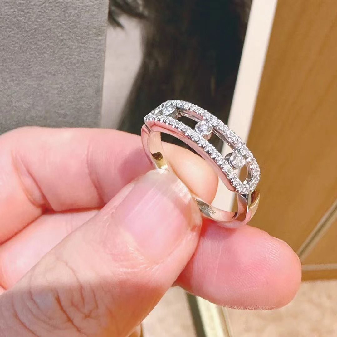 Mesikaa Ring Woman Jewelry Designer Messikaas Ring For Woman Men Band Rings Sika Gold Sliding Mobile Inlaid Three Diamond Ring For Women