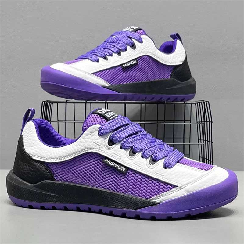 Casual Shoes Hot Sale Men's Summer Sneakers Men Fashion Purple Low-cut Casual Sports Shoes Comfortable Breathable Mesh Sneakers Man Trainers H2