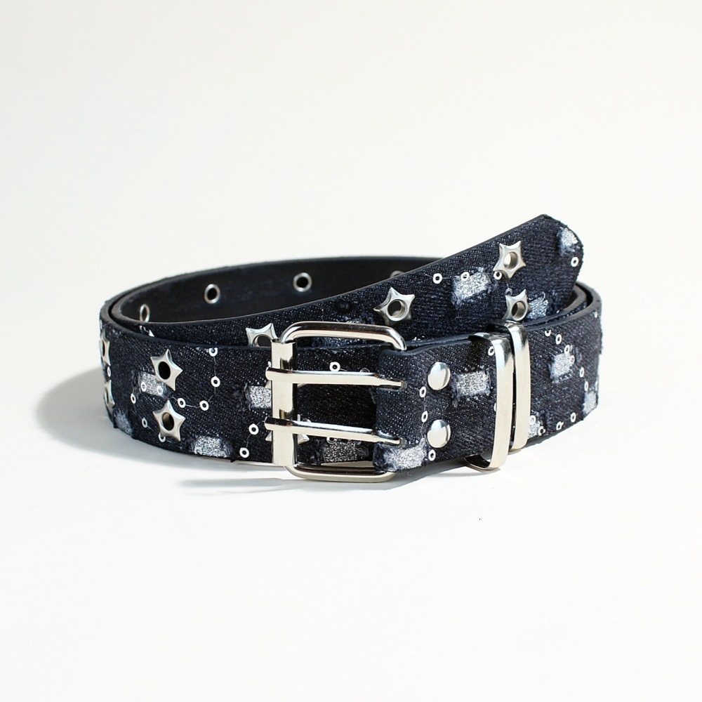 Punk Style Star Double-Breasted Korean Version Jeans Fashion Decorative Chicken Eye Belt Women In Stock Wholesale