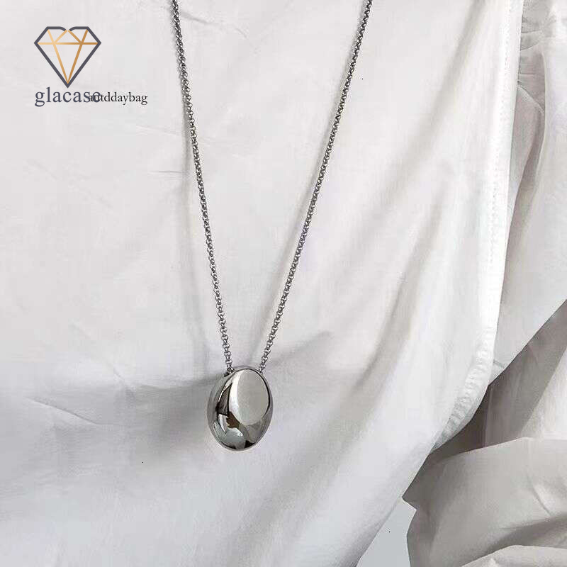 silver Water Drop Pendant Titanium Steel Necklace for Women 2026 New Model Light Luxury Niche High-End Accessory Long Sweater Chain
