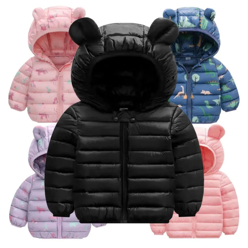 Boys Girls Lightweight Down Jacket Baby Hooded Zipper Coats Autumn Winter Warm Outerwear 0-5 Years Kids Christmas Birthday Gift 261015