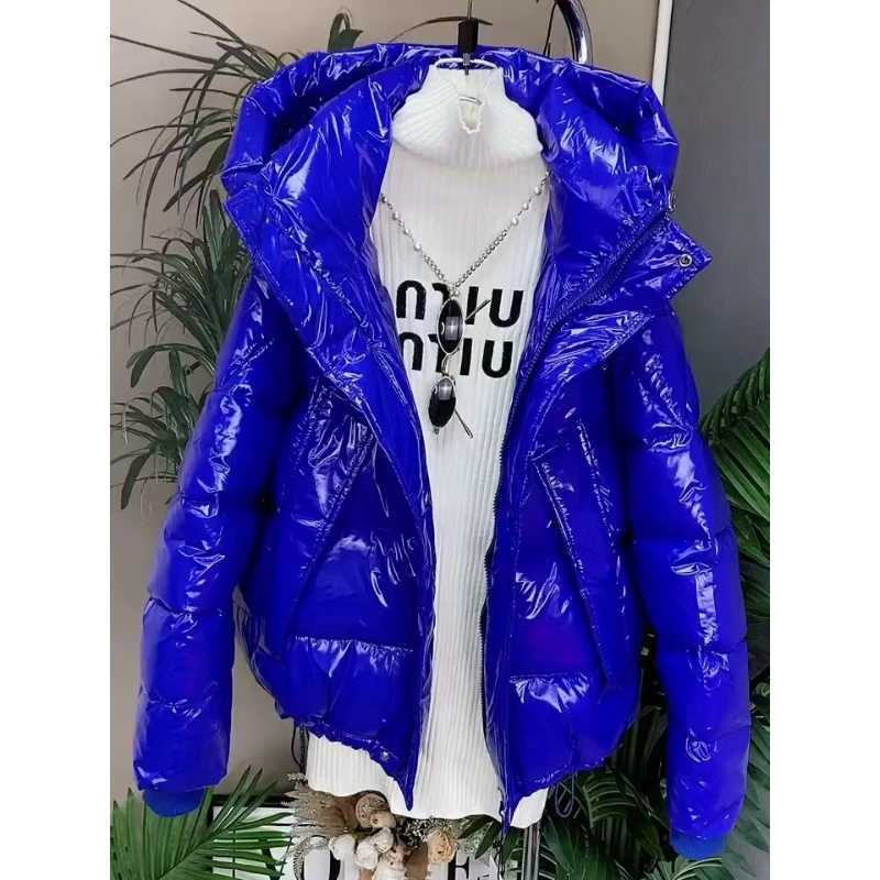 Women's Down Parkas Women's Winter Korean Version Hooded Loose Short Style Cotton-padded Jacket Fashion Versatile Glossy Leave-in Cotton C