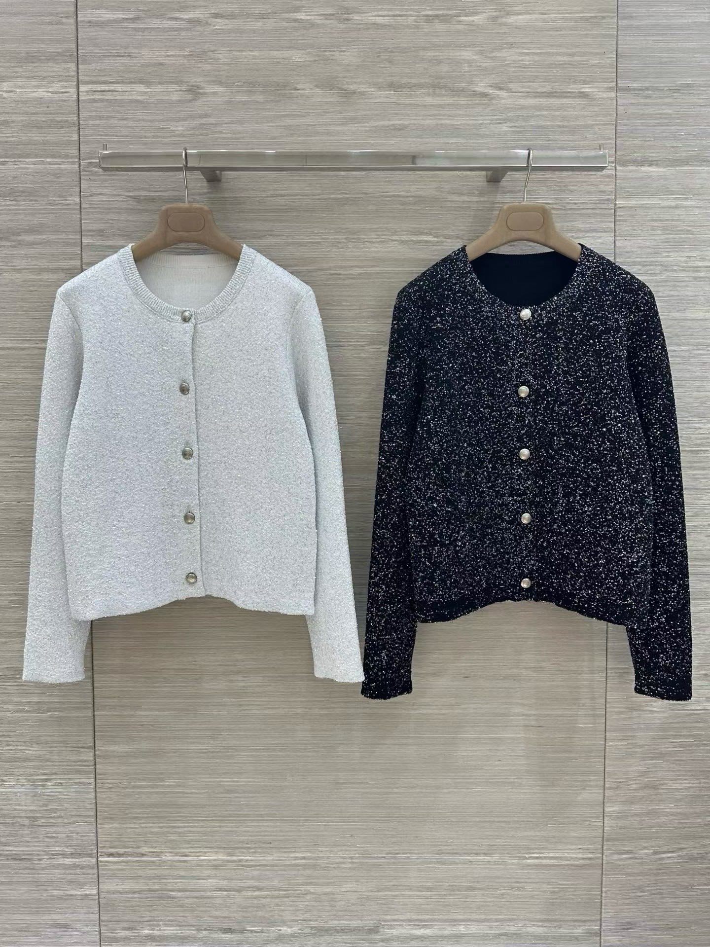 Luxurious Autumn Winter Sequined Sweater Cardigan With Round Neckline, Metal Buttons, And A Youthful, Versatile Short Jacket Style Makoufei Makoufei