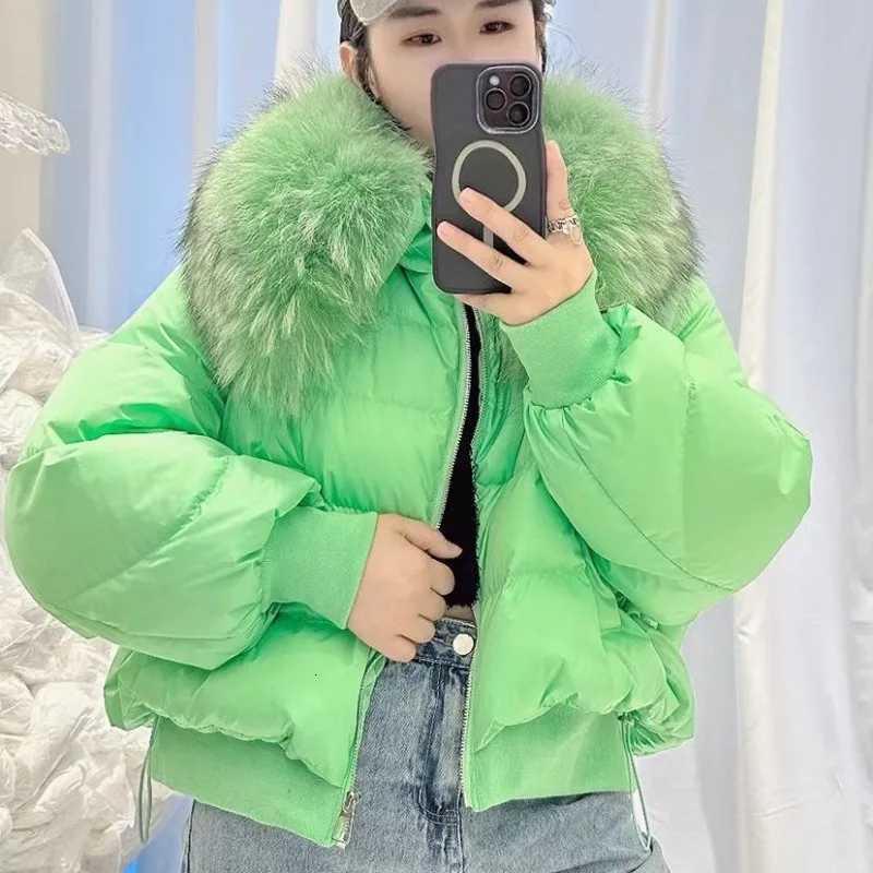 Women's Down Parkas Warm Fur Collar Short Casual Down Jacket Women's Design Sense Niche 2025 Winter New Version Good-looking High Street T