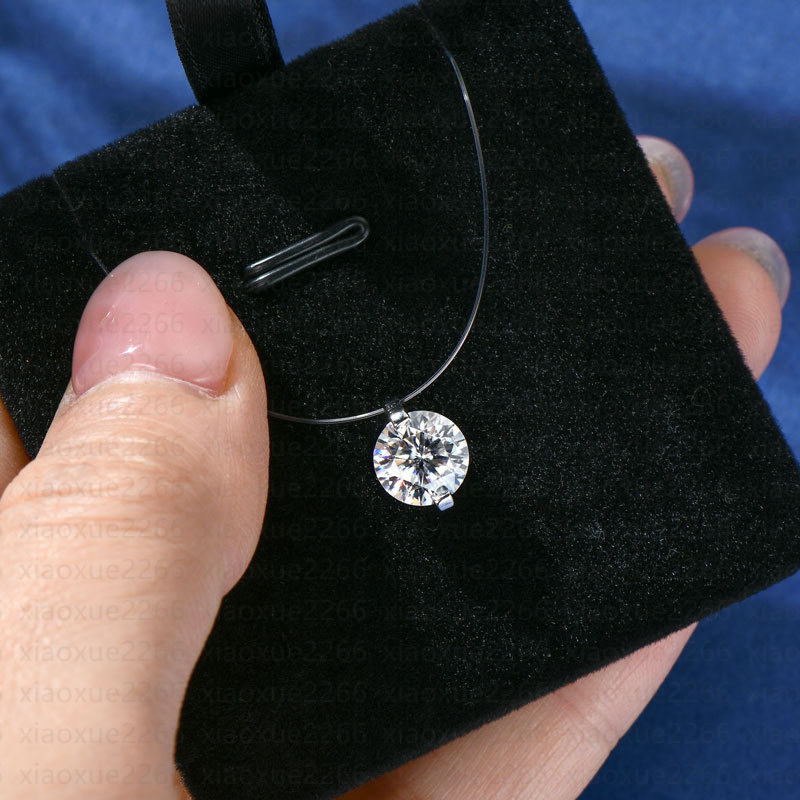 S925 silver moissanite necklace fishing line necklace mermaid tears chain designer jewelry necklace collarbone chain simple water droplet necklace d
