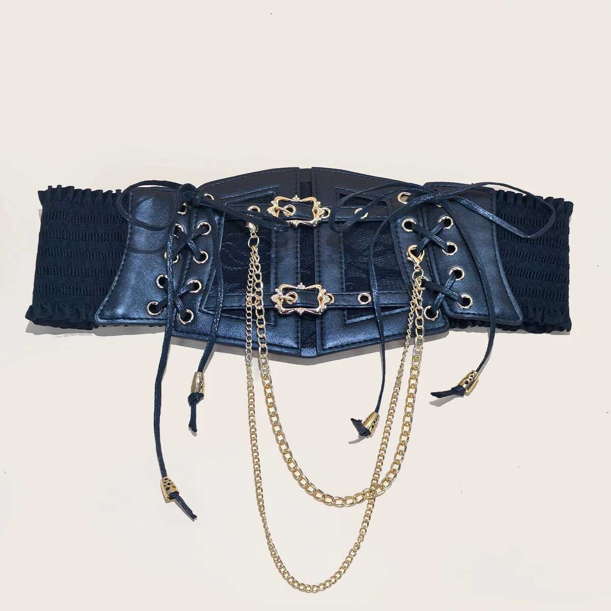 Corset Punk Blk Wide Le Belt With ain Pu Leather SlimmBody Belts for Women Elastic High Waist Belt Female Cummeunds M261016