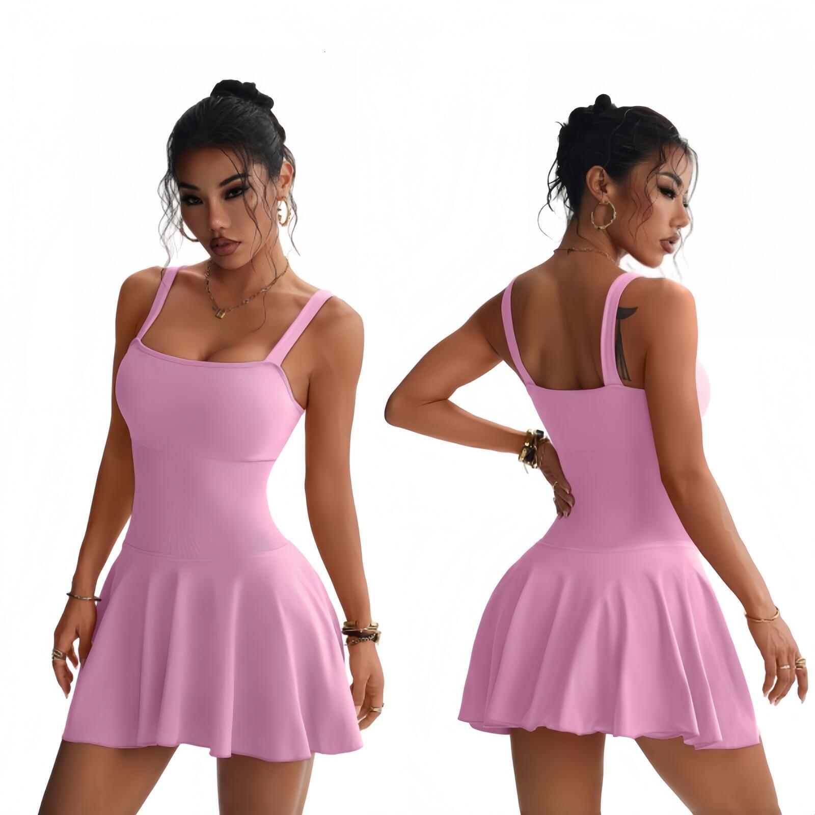 Womens Yoga Set Skirt Badminton Tennis Skirt Wicking Quick Drying Fabric With Pockets Yoga Fitness Sports Short Skirt For Women In A Ballet Style