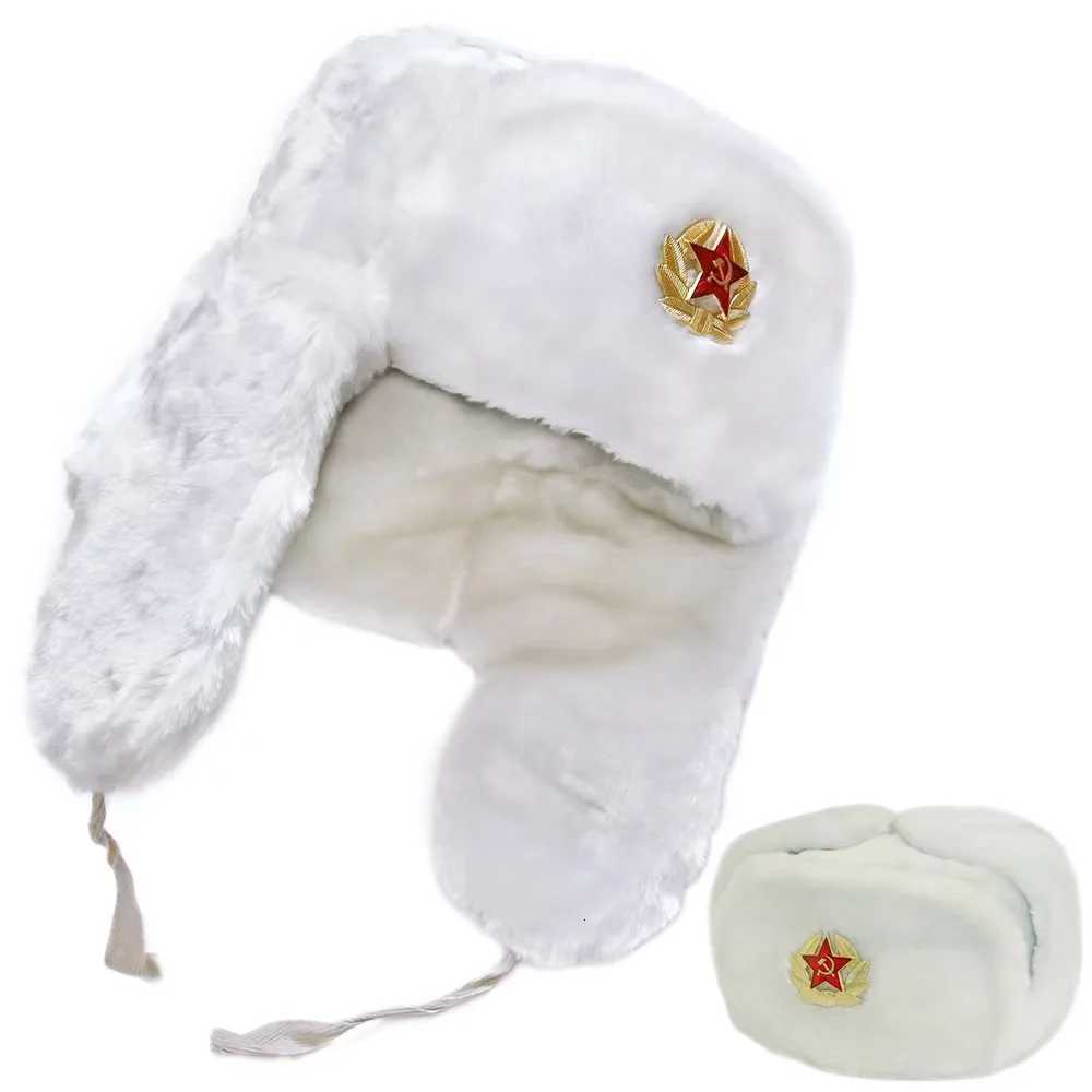 Trapper Hats Soviet Style Ushanka Hat for Men Women Winter Faux Fur Bomber Pilot Trapper Hat with Ear FlapsT261017