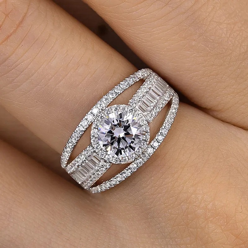 Huitan Live Stream Shiny Ring For Women, Temu Bestseller, Round Zircon, New High-End, Light Luxury Style