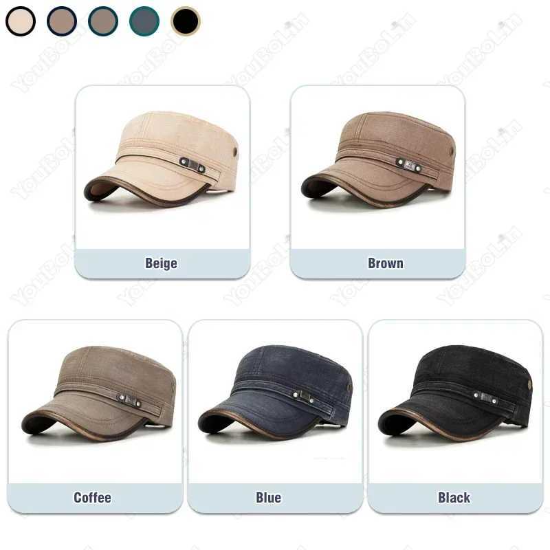 New Men Women Brand Washed Distressed Cotton Adjustable Flat Top Cadet Cap Fashion Classic Unisex Outdoor Casual Sport Cap M261016