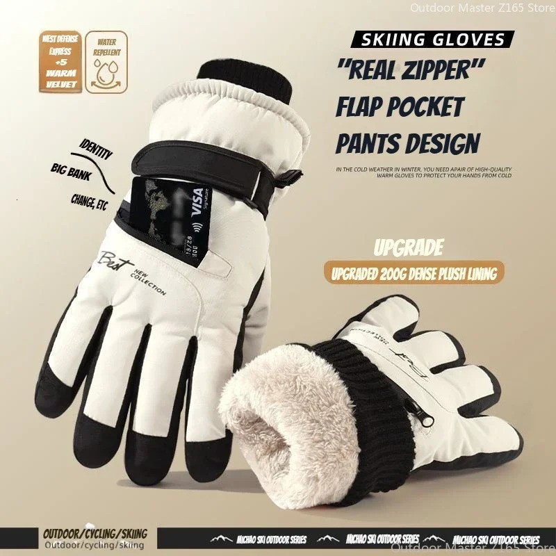 Winter Cycling Gloves Non Slip Touch Ski Gloves Snowboard Accessories Waterproof Pocket Warm Men's and Women's Thermal Gloves 261016