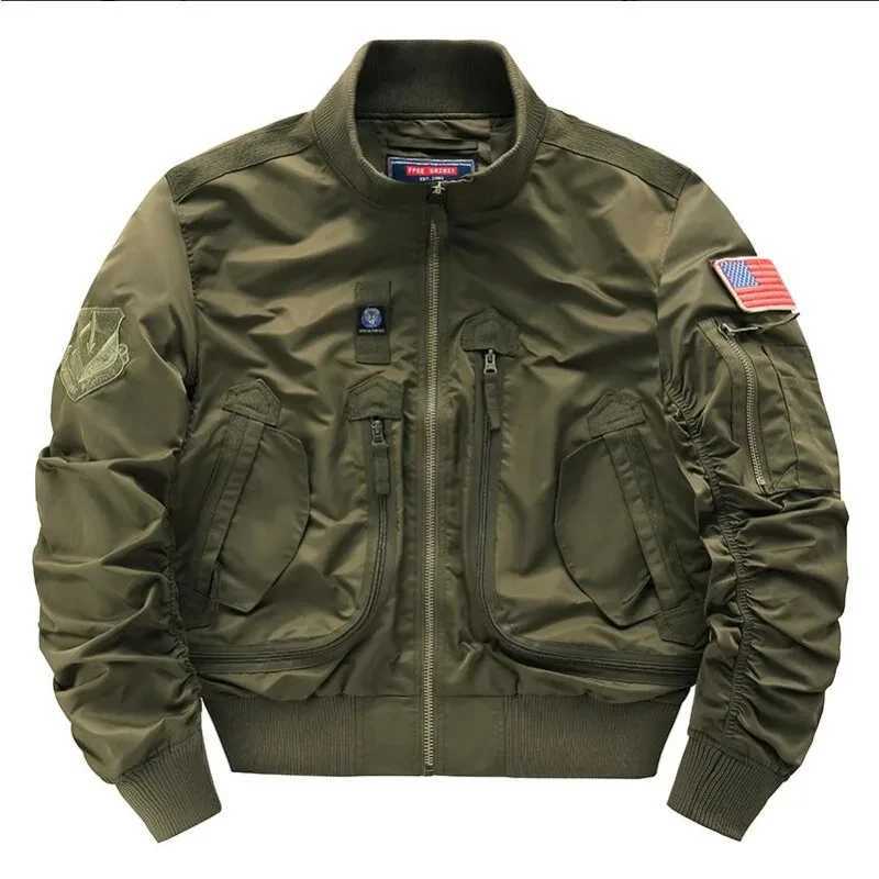 New Spring Men Flight Jackets Multi-pockets Bomber Jackets Fashion Young Men Loose Coats Quality Male Outwear Casual Coats 3XL S261017TUJ2