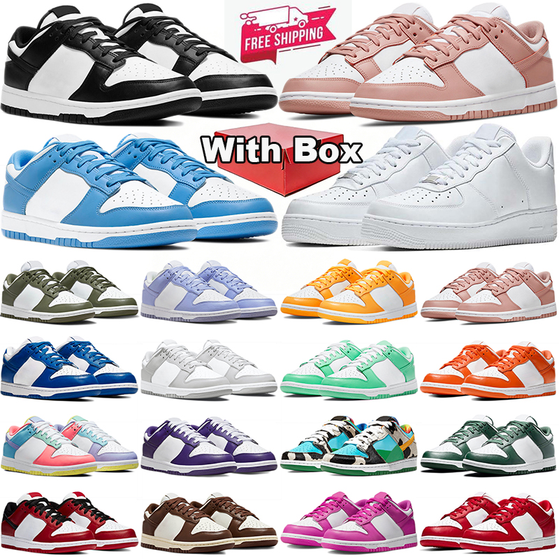 with box panda airforcr 1 shoes designer black white womens mens trainers university blue brown unc pink outdoor sports sneakers airforces1shoes cas
