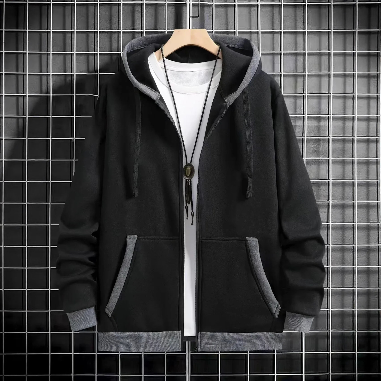 Thickened Men's Hooded Zipper Cardigan Casual Outerwear Fashionable Sweatshirt Autumn Winter Arrival Cross-Border Style 261015