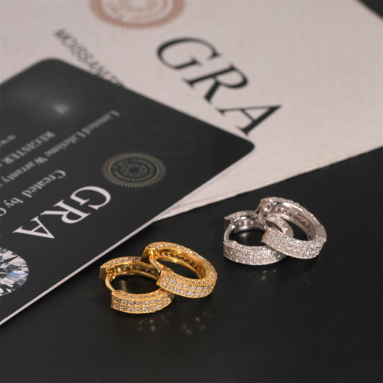 fashion earrings 14*12.8mm hip-hop jewelry S925 silver inlaid with moissanite, passes testing, direct supply