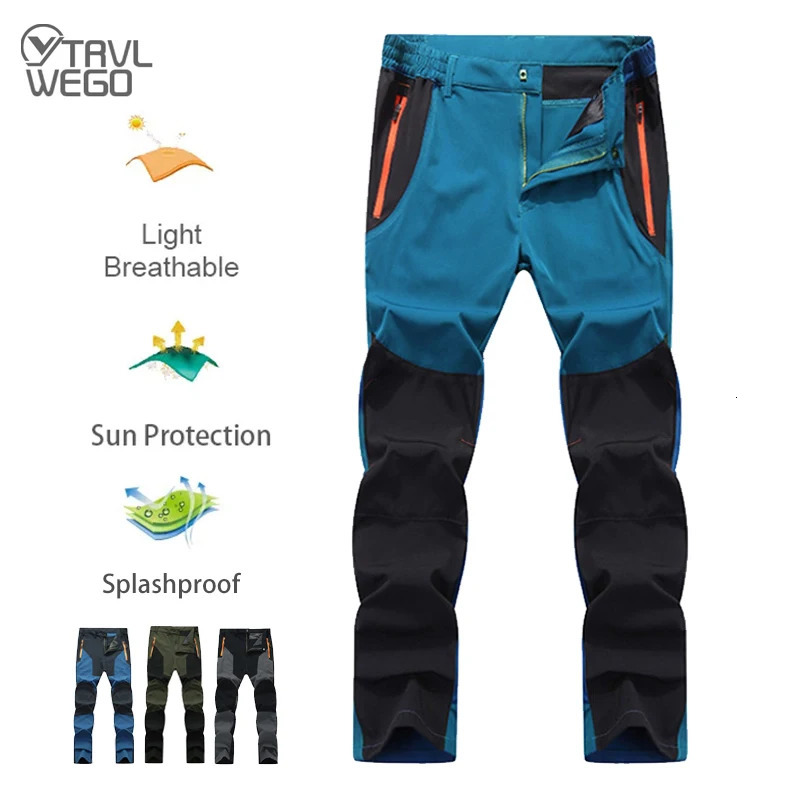 TRVLWEGO Men Summer Hiking Pants Camping Trousers Wearresistant Water Splash Prevention Quick Dry UV Resistant Elastic Thin 261017