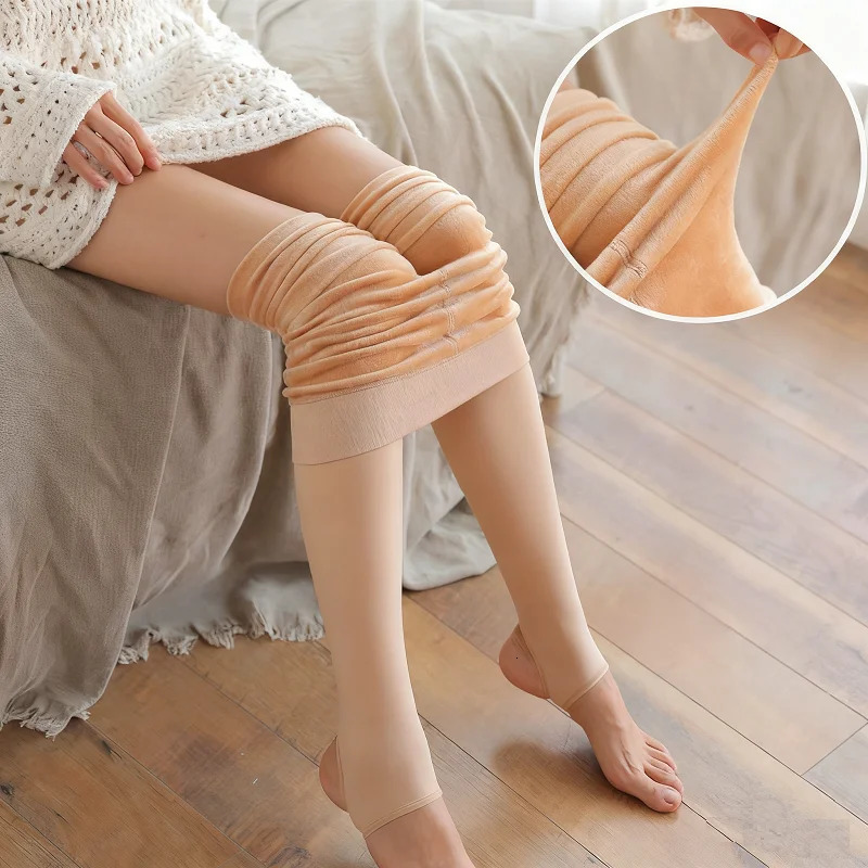 Women Thermal Pantyhose for Winter Warm Leggings Panty Polar Skin Black Effect Stockings Sock Fleece Lined Tights 261015
