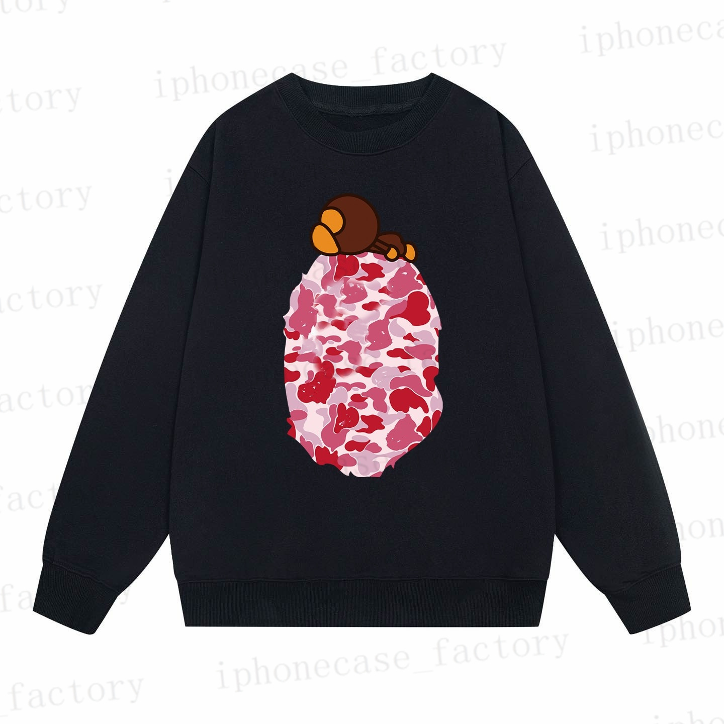 Fashion children's designer Spring and Autumn casual loose round neck sportswear cartoon monkey print brand long sleeved boys' and girls&#