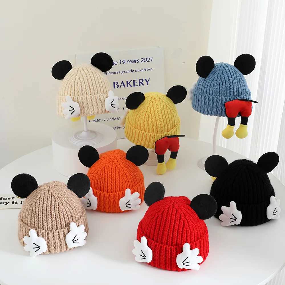 Beanie/Skull Caps 2025 Autumn And Winter New Children's Hats Cute 2-7 Year Old Baby Solid Color Warm And Cold Proof Knitted Caps Q261017