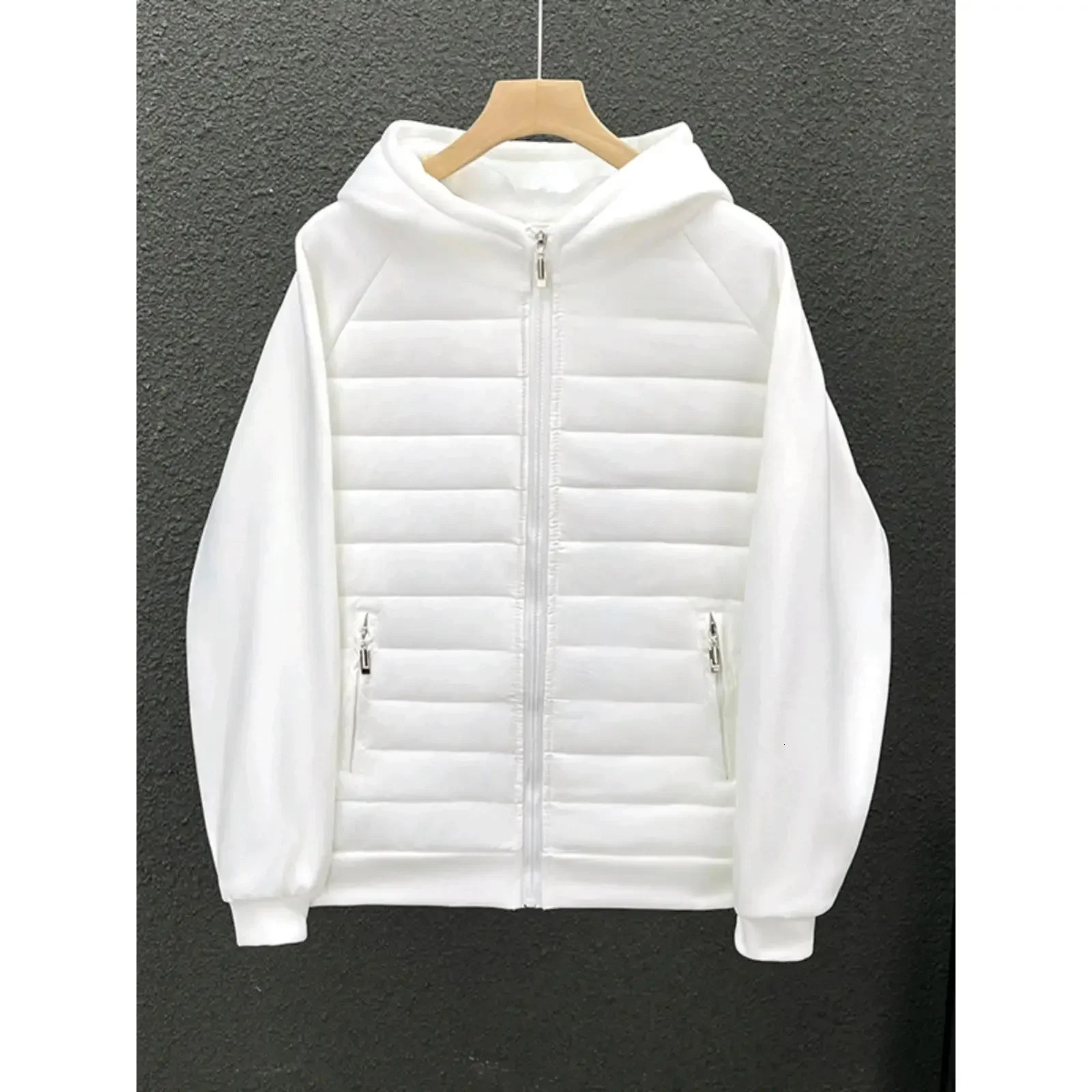 Trendy Hooded Solid Color Cotton Coat Jacket Grey Black White Loose Fit Versatile Casual Unique Couple Style Jacket For Men 261015