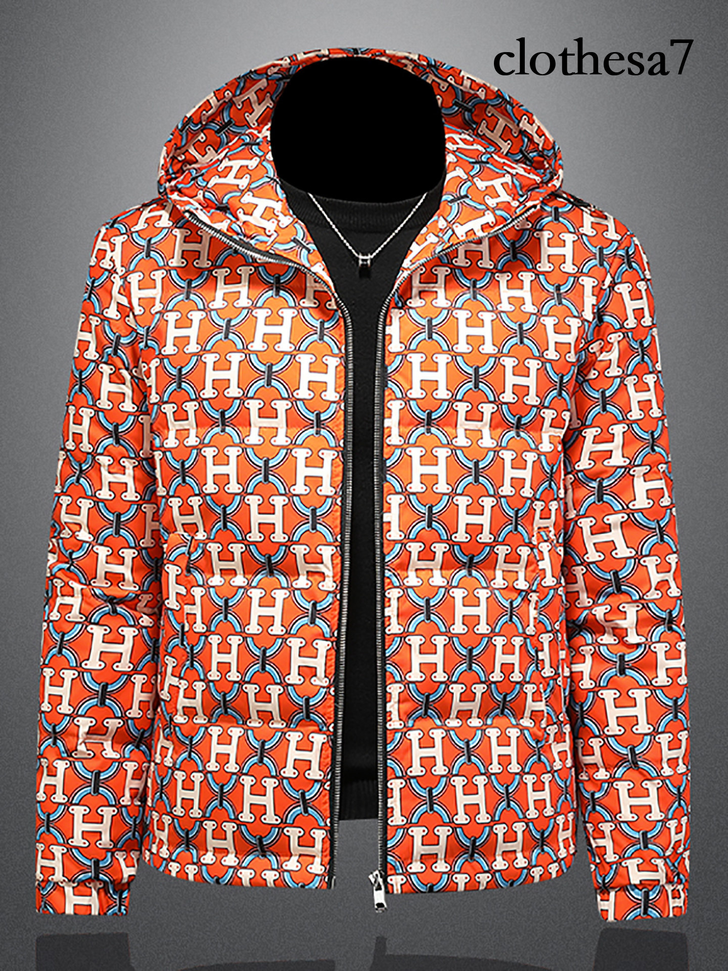 2026 new European-style men's warm jacket, featuring high-quality, branded design with a hood white duck down filling, perfect for casual and v