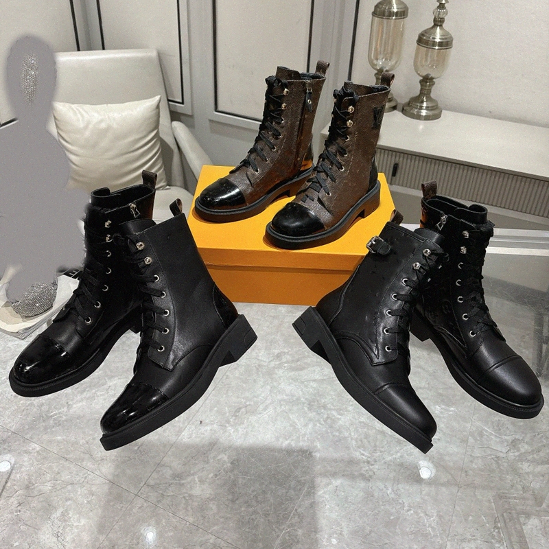 Designer womens Boots Classic Platform High Heels Ankle Boots Autumn Winter Fashion Leather Lace-up Martin Booties Ladies denim Desert black brown b