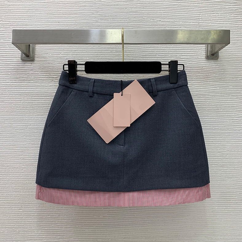 Chic A Line Skirt For Women Designer Striped Hem High Waist Sexy Cute Mini Skirt Summer Autumn Preppy Style Dating Birthday Skirt