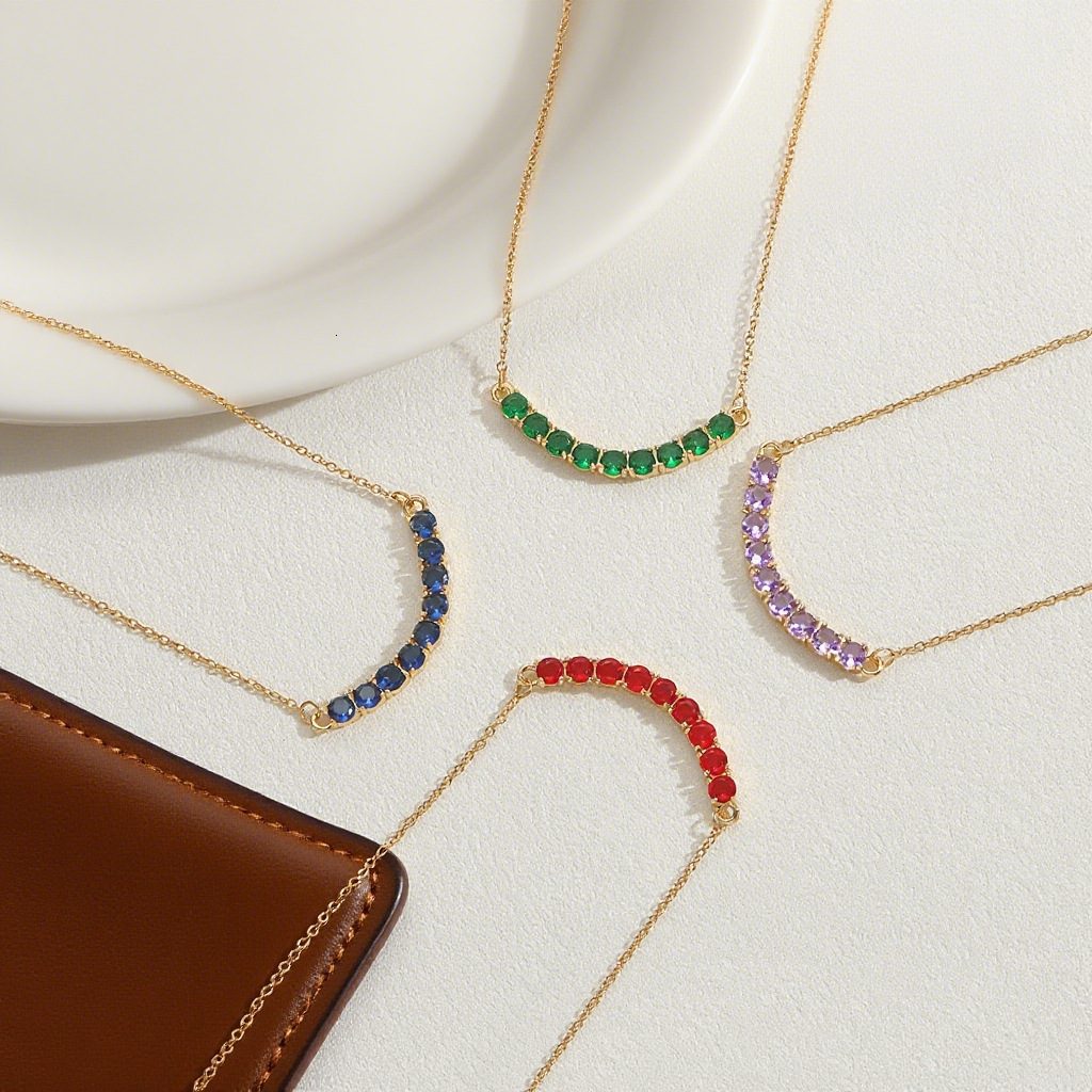 French Style Light Luxury Colorful Smile Super Shiny Full Diamond Micro Inlay Necklace For Women Fashionable Exquisite Versatile High-End Collarbone