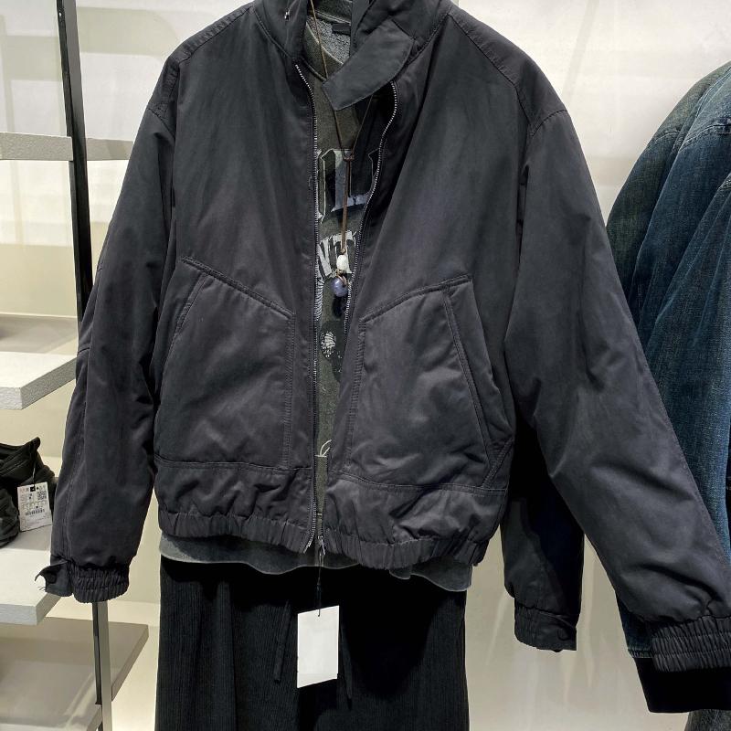 Hommes Vintage col montant veste rembourrée fermeture éclair manteau matelassé décontracté vêtements de sortie d'hiver multi poche court