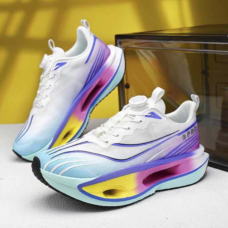 Casual Shoes Men's Sports Shoes Carbon Plate Running Shoes Male Marathon Sneakers Racing Shock-absorbing Athletics Training Shoes for Women H26