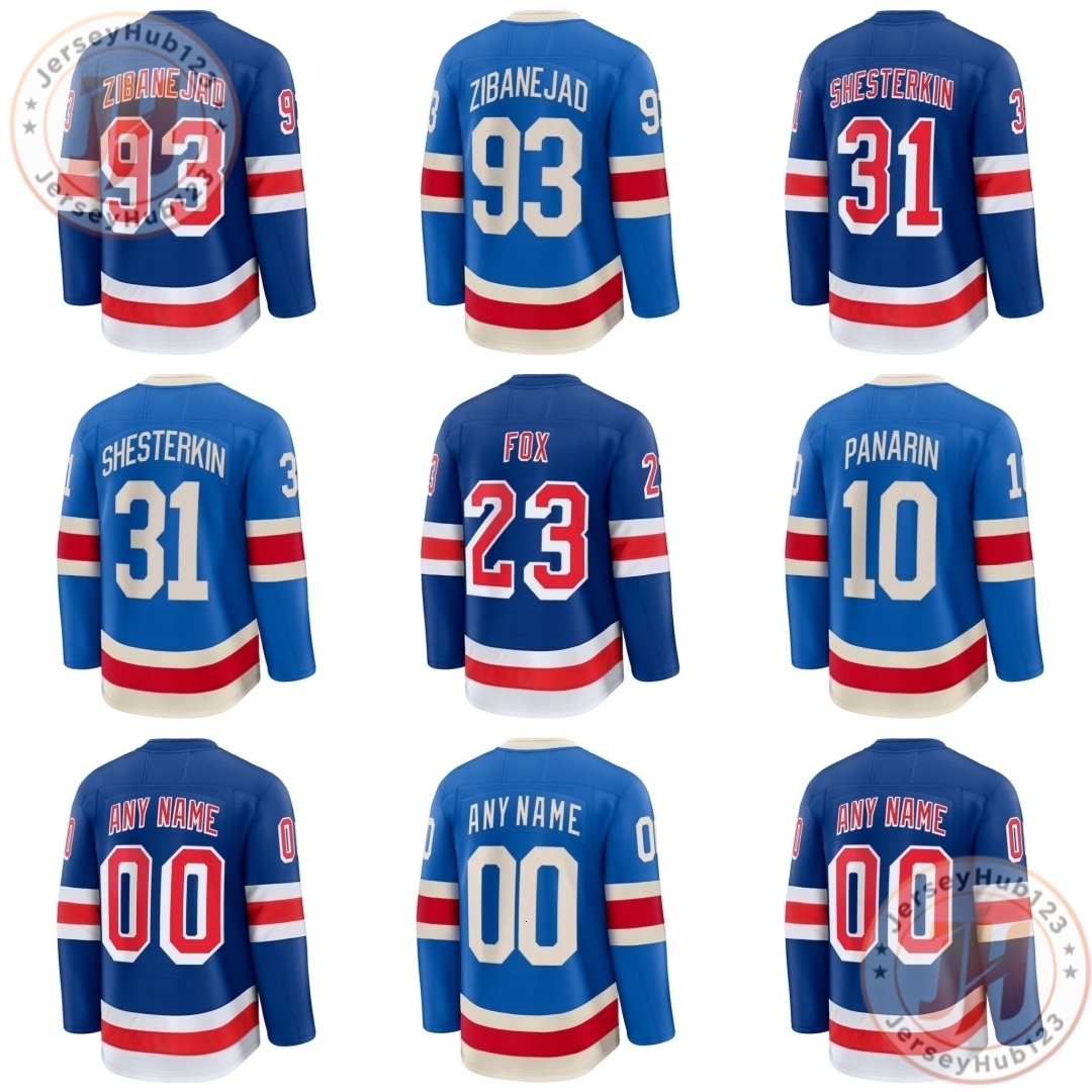 #23 Adam Fox #93 Mika Zibanejad #31 Igor Shesterkin #8 Miller Men's Embroidery Ice Hockey Jersey Wholesale Hockey Uniform