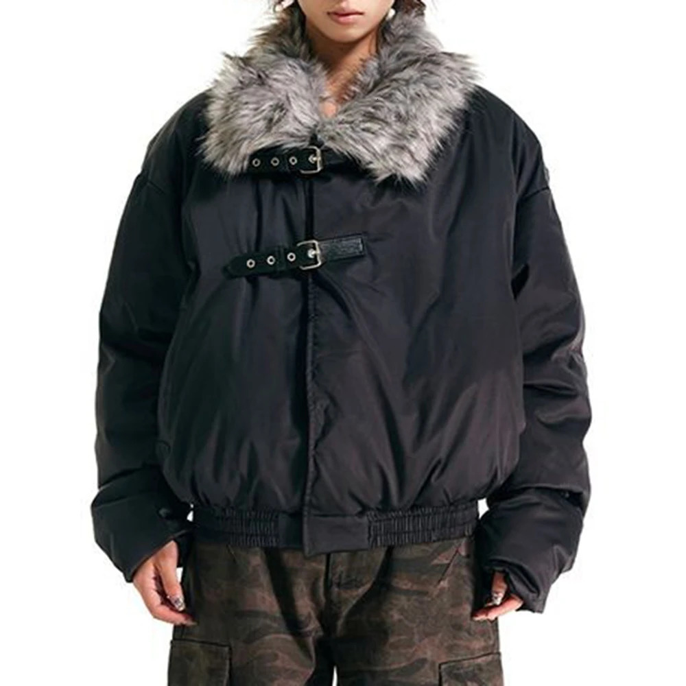 Mens Jackets Furry Faux Fur Casual Coats Spring Streetwear Grunge Punk Straps Fashion Warm y Coats Men'S Clothing 261015