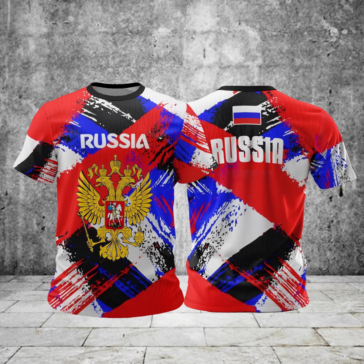 2026 3D Russia Short Sleeve For Men T-Shirt Men's Clothing Summer Free Shipping