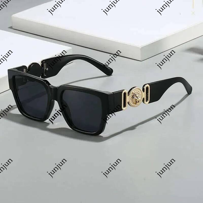 Classic Vintage Y2k Oversized Square Sunglasses Women For Men Luxury Brand Designer Sun Glasses Punk Popular Metal Lion Shades