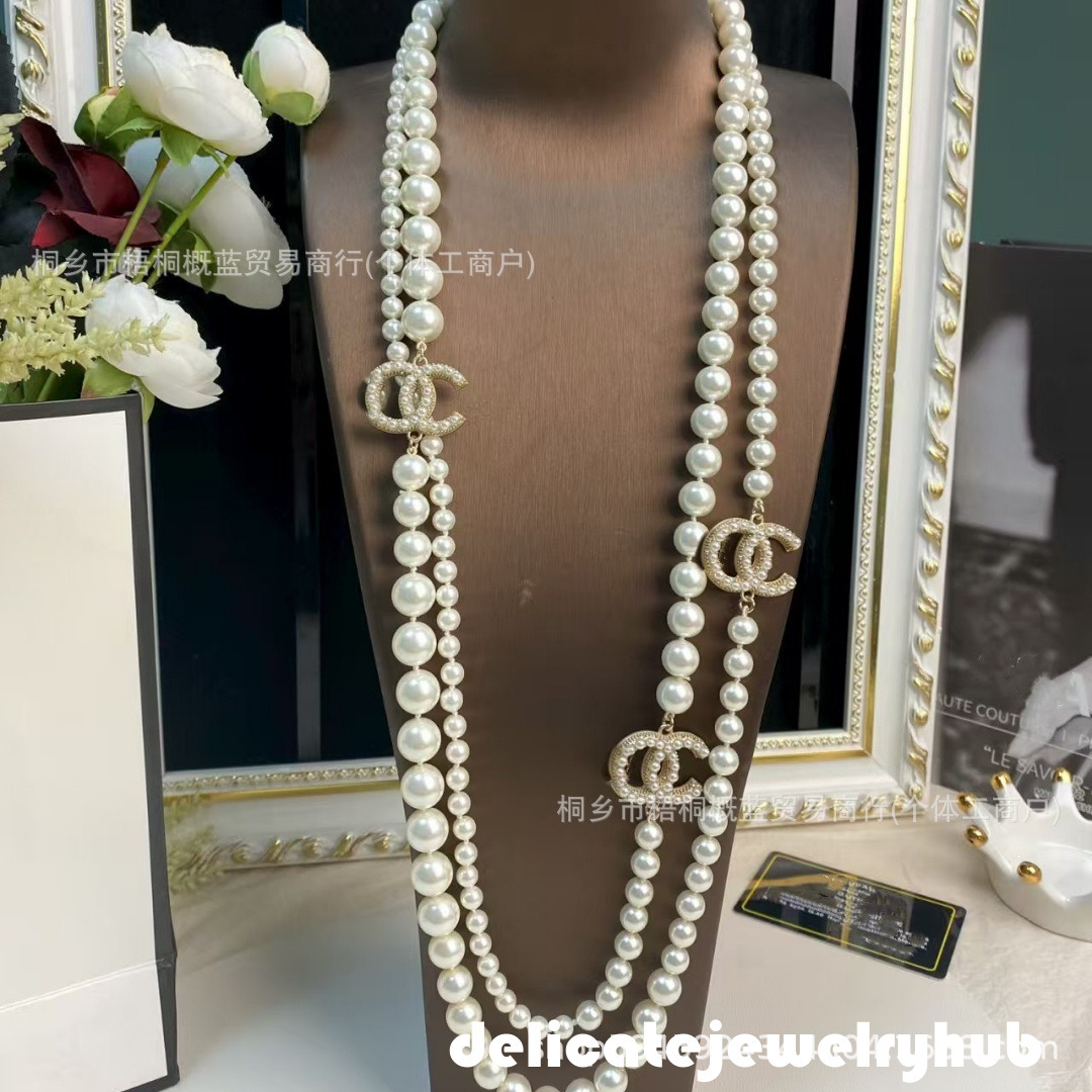Designer Necklace Pearls cc Necklace Letter 100Th Anniversary Pearl Sweater For Women Long Necklace Jewelry Channel Jewelry