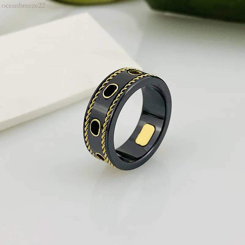 Band GG Rings designer heart Ring for Mens Womens black white ceramic love rings Highend quality Couples wedding Ringss with box designers gucclynes
