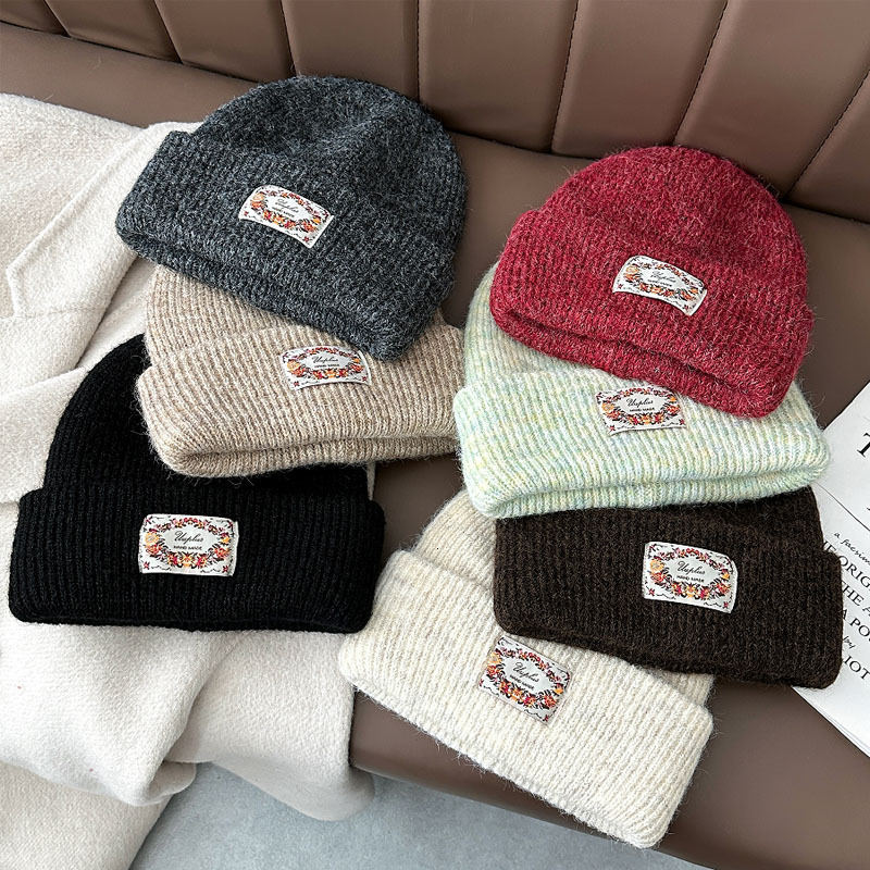 Koreanstyle retro patchwork knitted beanie women soft warm perfect for autumn winter provides warmth ear protection and is a versatile coldweather h