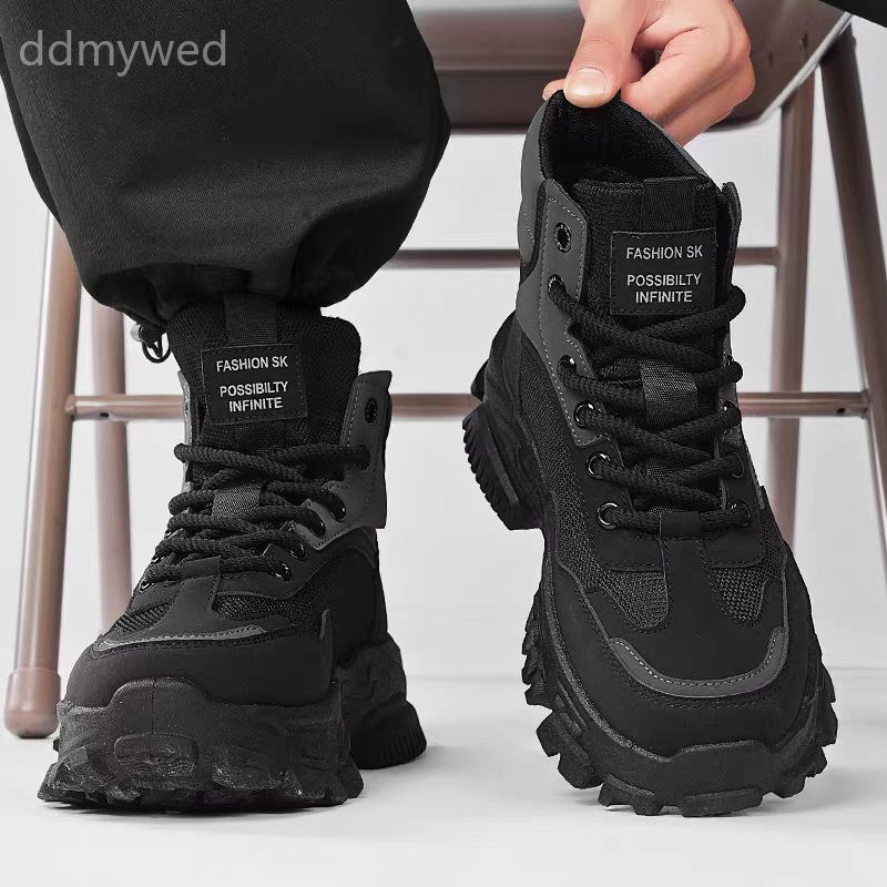 Men's Thick Sole Hiking Boots Outdoor Work Casual Martin Boots Non-Slip Rubber Sole