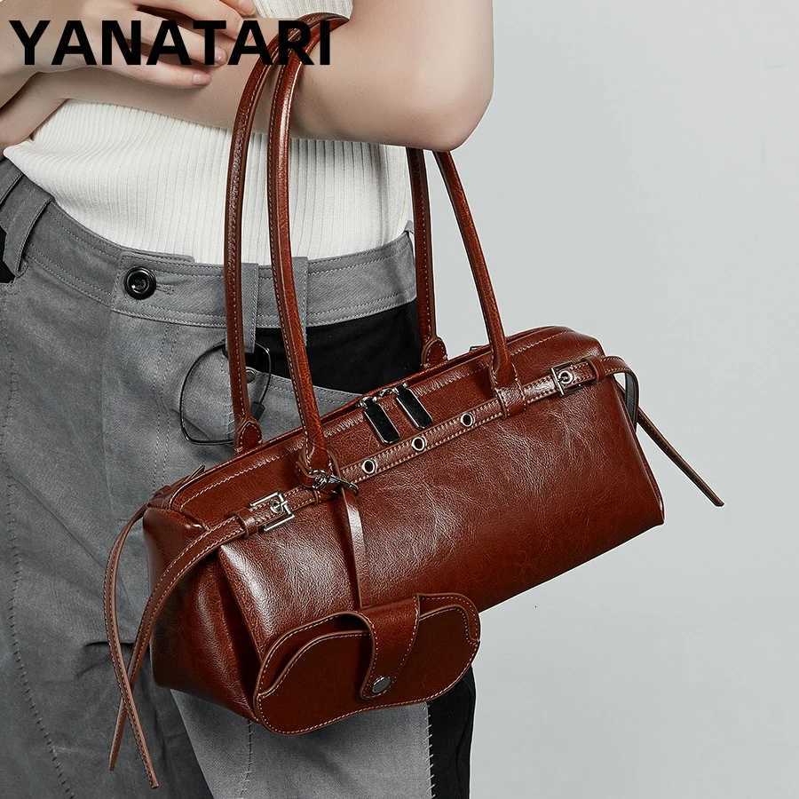 Evening Bags YANATARI Underarm Cowhide Genuine Leather Handbags Women Vintage Shoulder Bag Female Bag High Quality Long Bag H261016