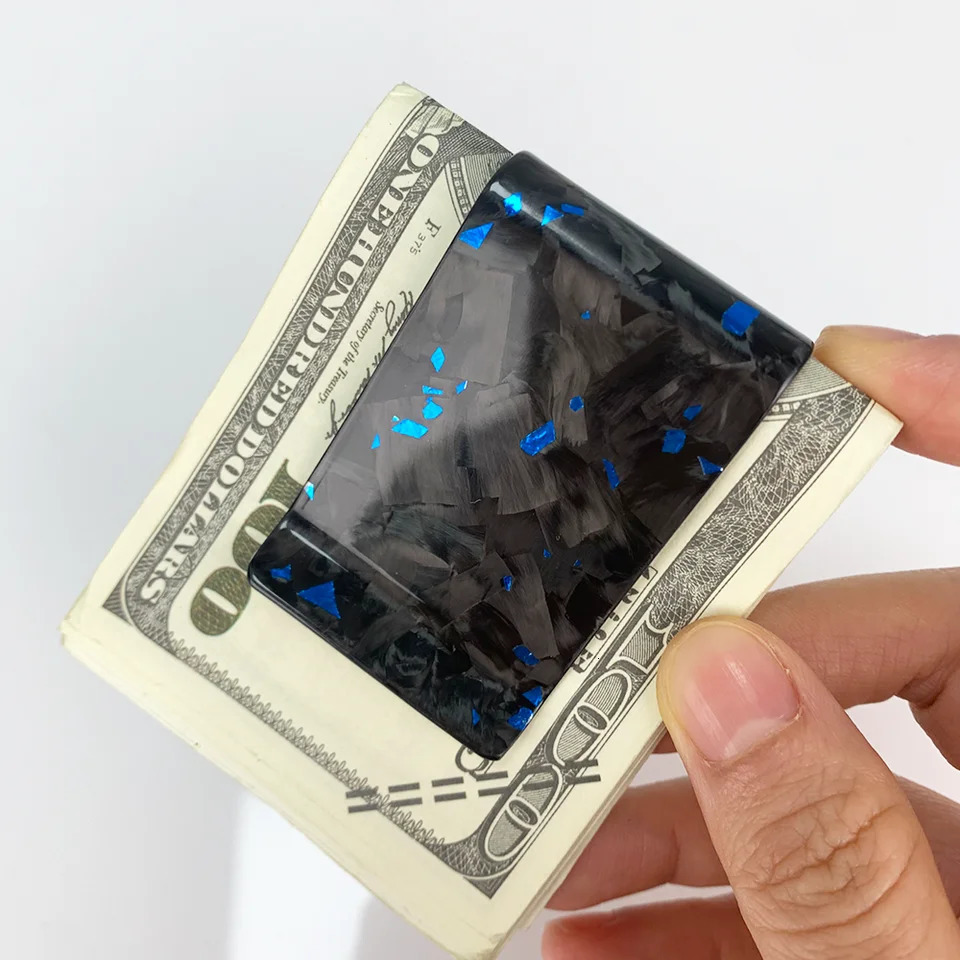 High Quality Forged Red Gold Green Carbon Fiber Cash Money Clip Slim Credit Card Holder for Daily Use 261017