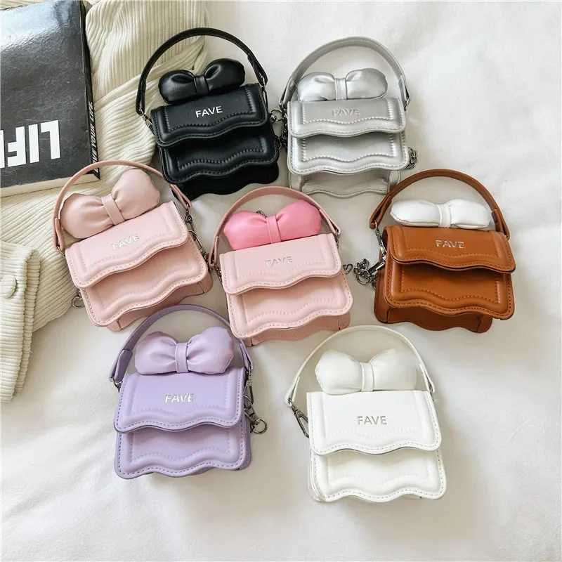 Sweet Bow Children's Small Square Shoulder Bags Lovely Women Girls Mini Crossbody Bag Cute Princess Coin Purse Chain Handbags L261017UZCL