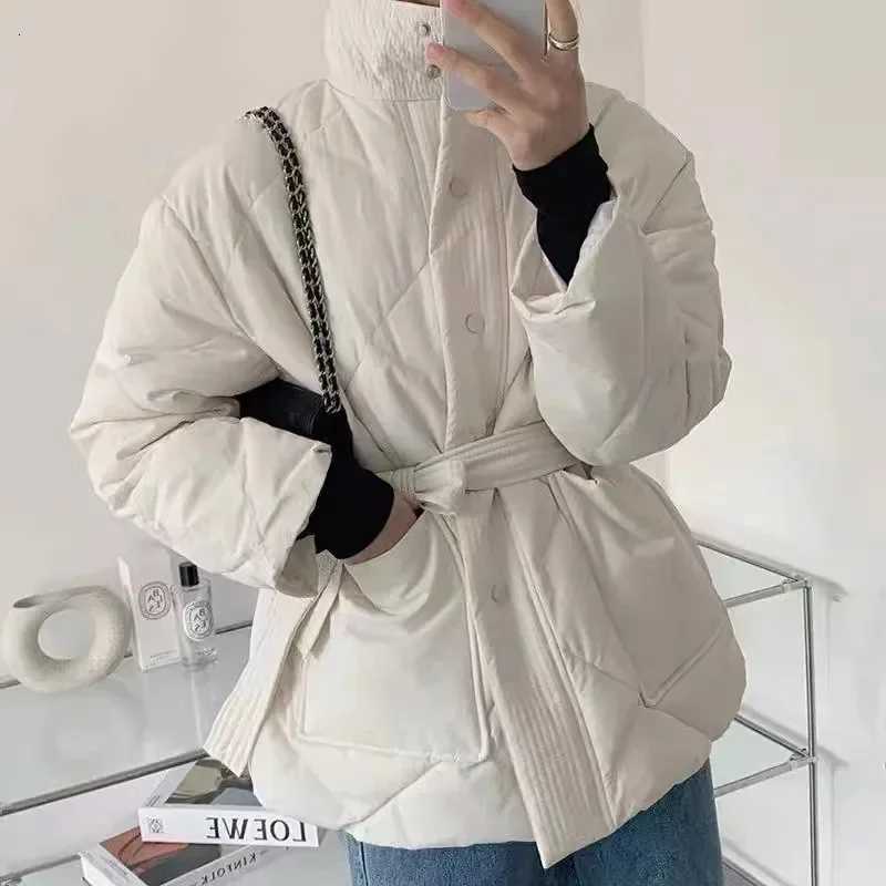 Women's Down Parkas 2026 winter and Autumn New Women's Down Cotton Dress Stand Up Neck Loose Lacing Casual JacketT261017