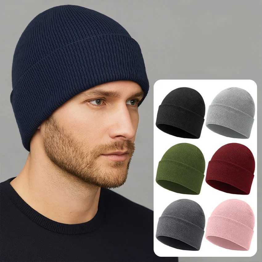 Beanie/Skull Caps 1pc Solid color knitted hat for autumn and winter simple and versatile warm and cold-proof knitted wool hat unisex suitable Q26101